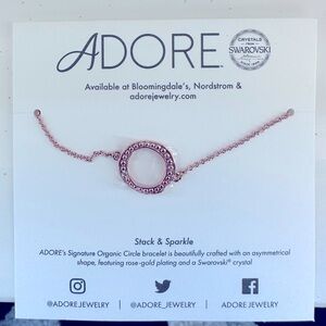 ADORE Swarovski Organic Circle Bracelet Rose Gold NWT